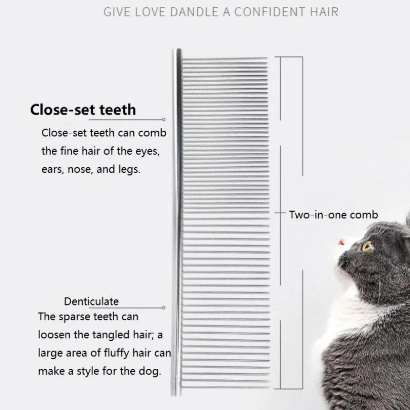 19/16cm Edelstahl Entfilzkamm für langes dickes Fell Tierpflegebürste für Hunde und Katzen zum Entfernen von Unterwolle Ideal für zotteliges Fell