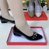 Spring Pointed Toe Women Patent Leather Shoes Slip-On Comfortable Fashion Chunky Heel Female Shoes
