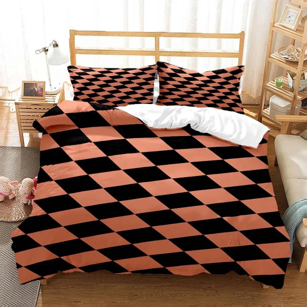 Gitter Chessboard Nordic Style 3D Printed Bedding Queen Bedding Set  D King Size Bedding Set Soft And Comfortable