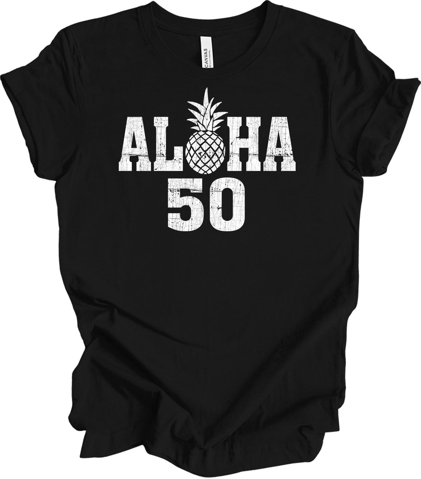 Aloha 50th Birthday Pineapple T-Shirt - Hawaiian Party Fun L