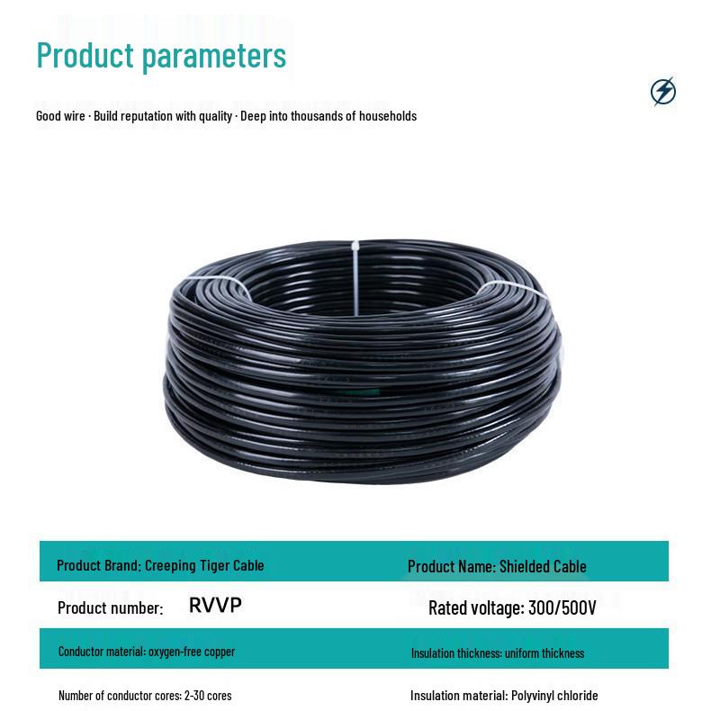 RVVP Shielded Cable with 2-30 Cores, 0.3-1.5 mm², National Standard