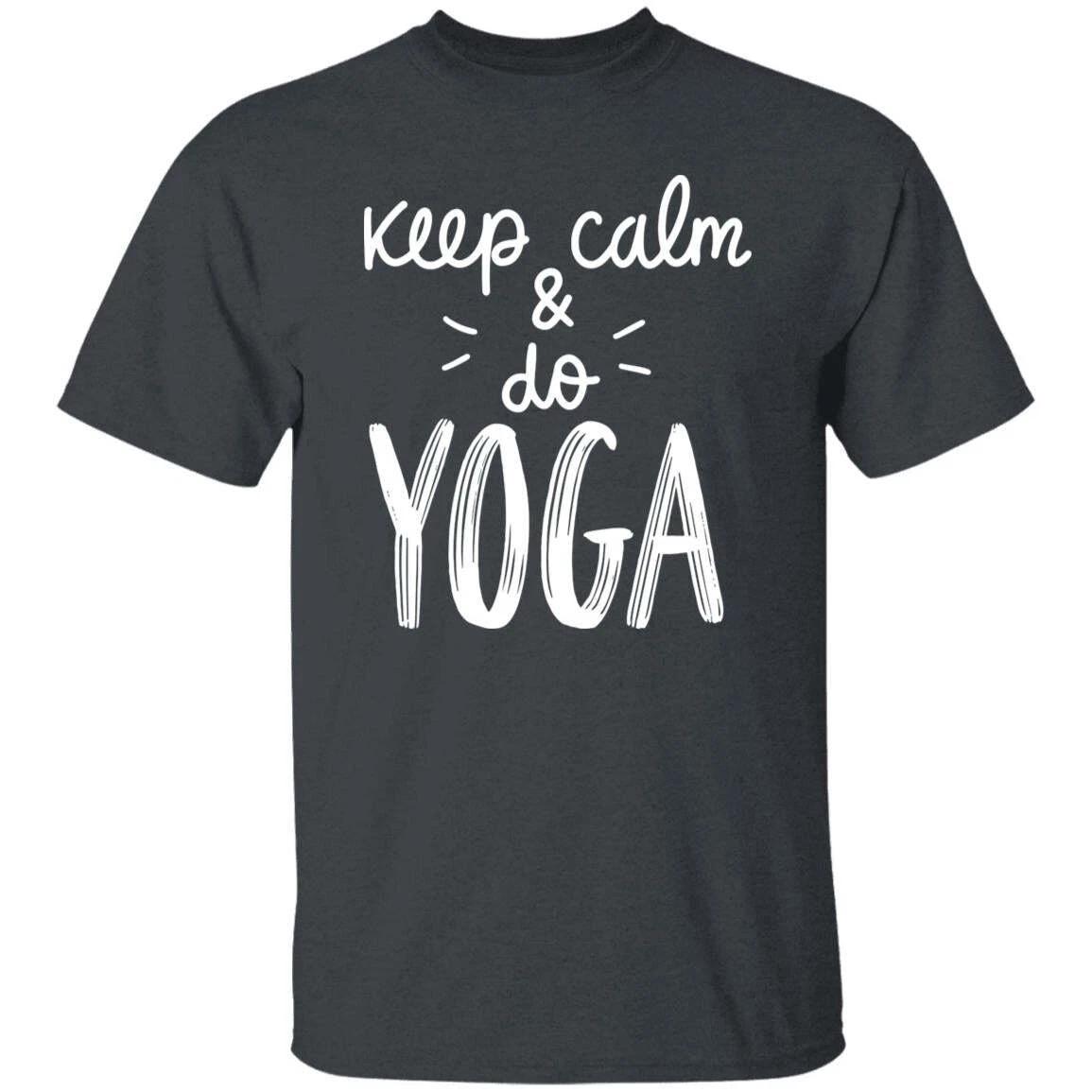 Keep Calm and do Yoga Unisex Tshirt yoga teacher tee Black Dark Heather Navy 3XL