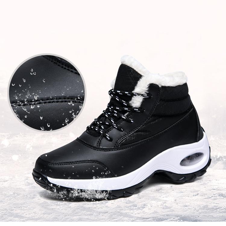 Damesko Vinter Pluss Luftpute Snøstøvler Fritid Semsket Snøring Varm Mellomhøy Bomullssko Stor Ensfarget