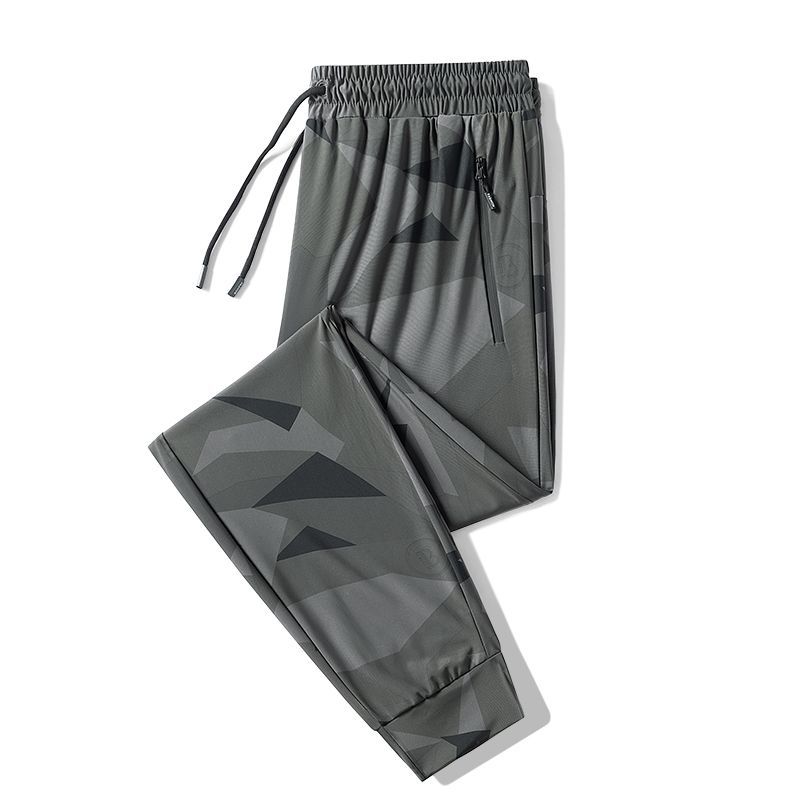 Summer Men's New Patchwork High Waited Elasticized Printed Pocket Zipper Fashion Slim Versatile Casual Pants