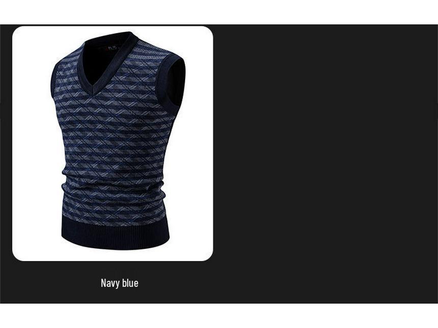 Men's V-Neck Trendy Knit Sweater Vest - Autumn/Winter European & American Style Pullover