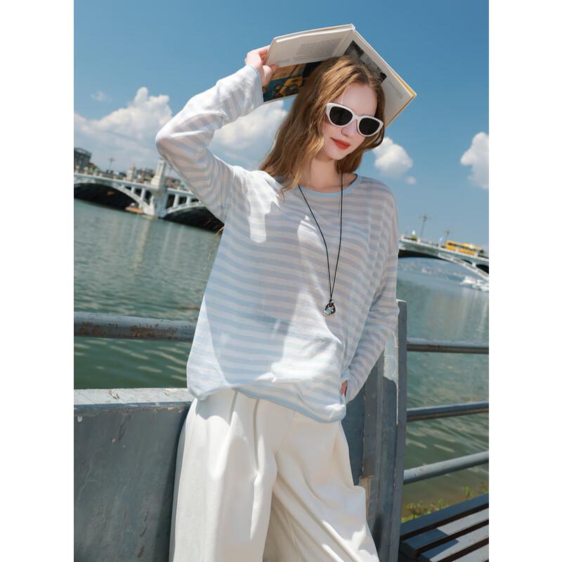 

Sancai Женский трикотажный свитер свободного кроя в полоску из ацетатной смеси L