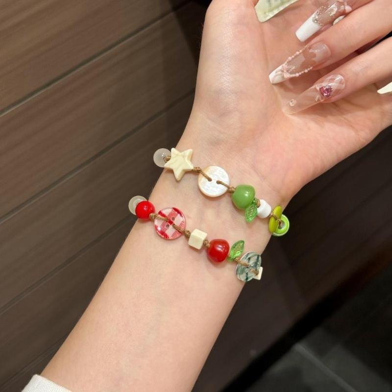Lovely Apples Bracelet with Brown Cord Fashion Accessory for Girls Parties and Gifts