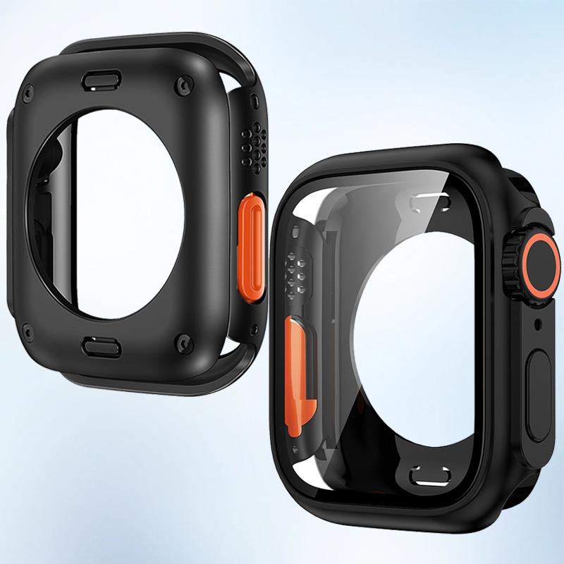 Screen Protector Cover for Apple Watch 44mm 45mm 46mm 42mm Hard PC Front Rear Bumper Case for Iwatch 10 9 8 7 6 Change To Ultra