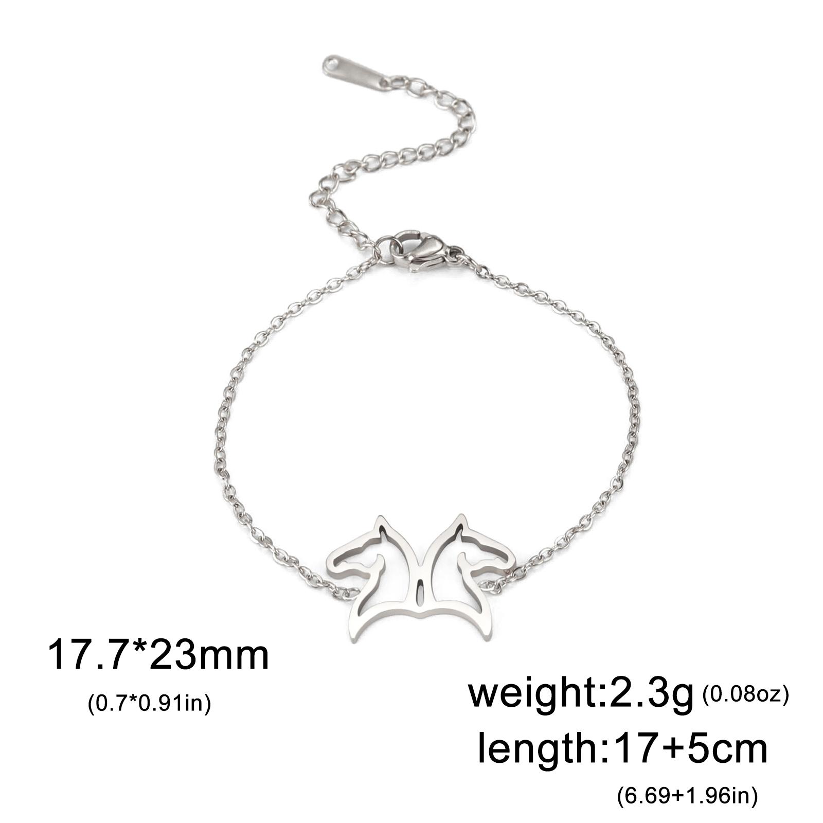 

Double Head of Horse Bracelet Equestrian Cowboy Animal Jewelry Red Rope Link Chain Stainless Steel Charms 2026 New Year Gifts