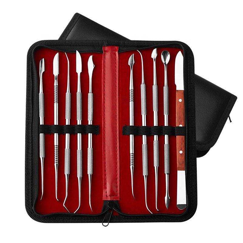 10 PCS Wax Carving Tools Dental Waxing Instruments with Case, Stainless Steel Wax Carvers Set