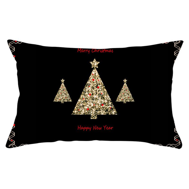 New Black Gold Series Christmas Peach Skin Print Waist Pillow Cover Home Accessories Cushion Cover Sofa Cushion Cover