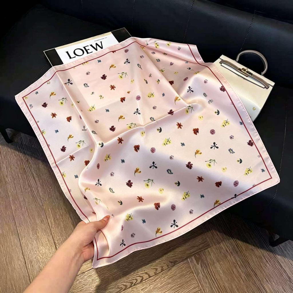 Elegant Silk-Style Square Scarf: Fashionable, Professional Decorative Shawl for Women
