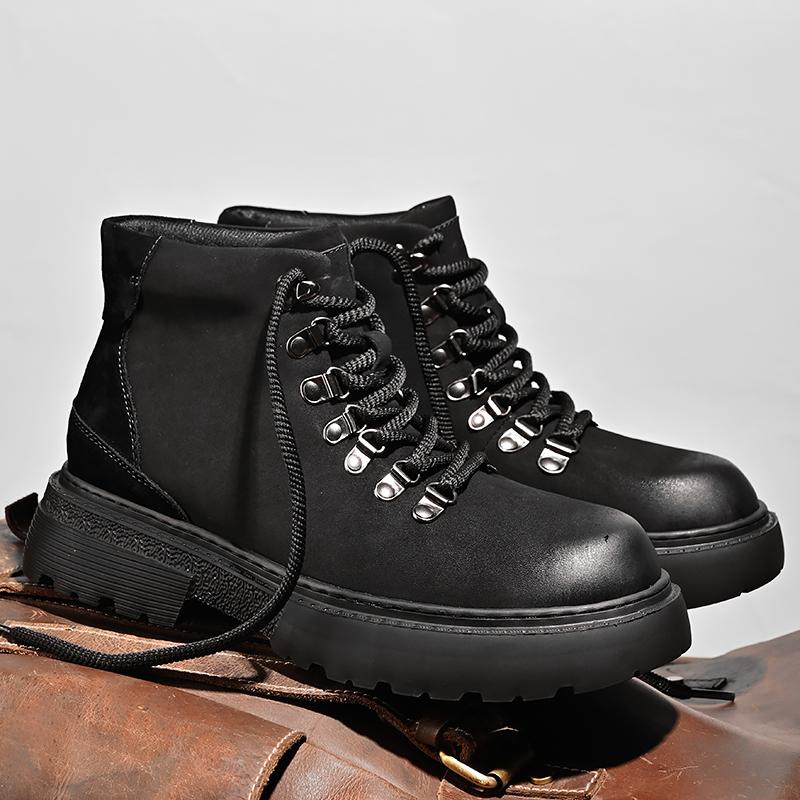 

New Autumn Winter Men Fashiable Casual High Top Boots Thick Soled Anti Slip Comfortable Classic Motorcycle Boots 46 чорний