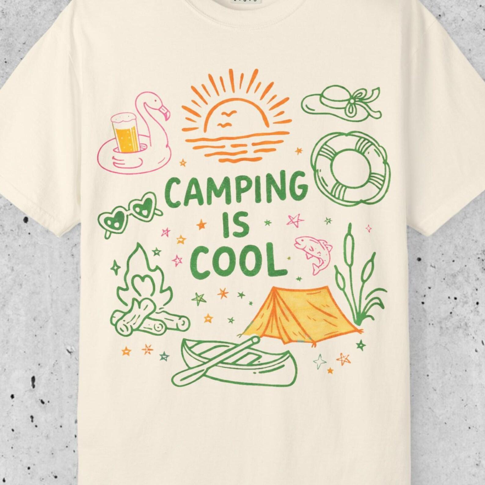Comfort Colors Camping Is Cool Shirt, Funny Camping Tee, Summer Camping Shirt, Cute Vacation Shirt, Camper Gift Tee XL