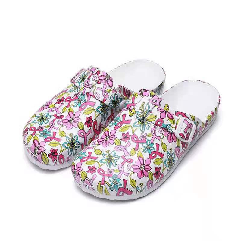 Women's Backless Cartoon Print EVA Slippers - Durable, Soft Sole Hospital Footwear
