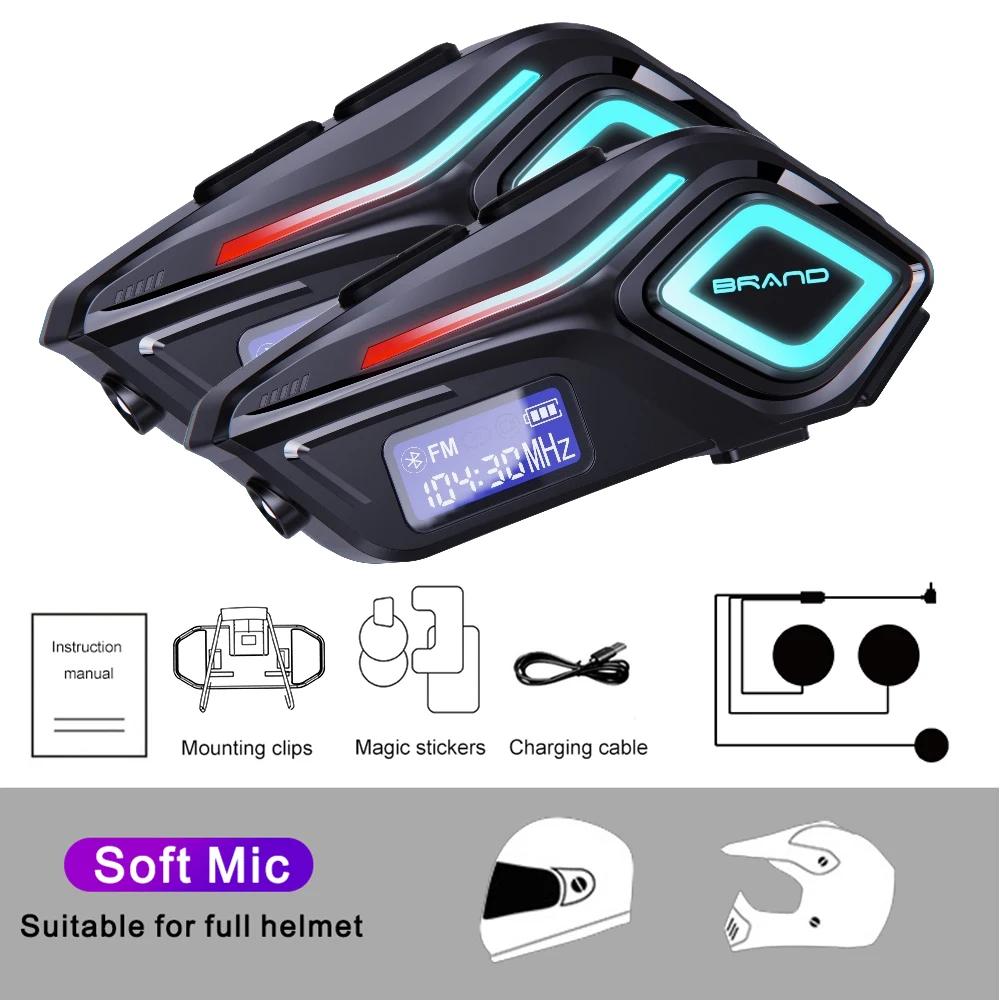 Motorcycle Bluetooth Helmet Headset IPX8 Waterproof  Wireless FM Radio With flashlight Hands-free Stereo Support All Kind Helmet