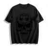 Dark Flame Skull Print Trendy Cool Casual Crew Neck Short Sleeve T-Shirt Pure Cotton T-shirt