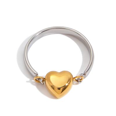 Youthway Creative Reversible Heart Ring For Women Lovers Gift Stainless Steel Waterproof Finger Jewelry Two Color Metal Ring