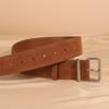 Fashion 4.5cm widened deerskin nubuck women's belt with silver square pin buckle for coat decoration designer
