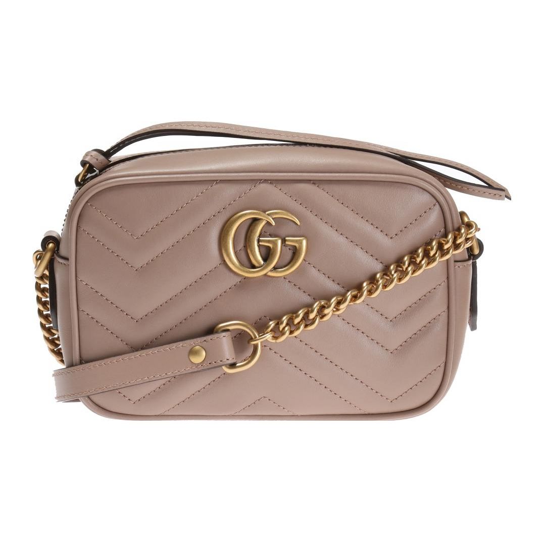 

Gucci GG Marmont Dusty Pink Leather Chevron Quilted Mini Camera Crossbody Bag For Women Daily Use Basic Set (Bag+Dust Bag)