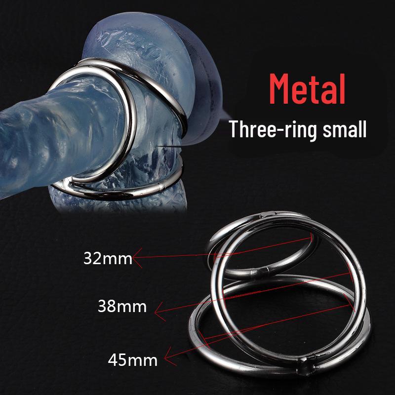 Men's Triple Restraint Metal Cock Ring Set - BDSM Erotic Device