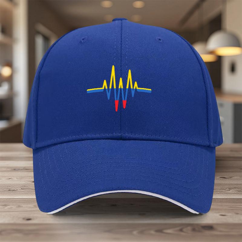 Colombia Flag Heartbeat Pulse Baseball Cap Adult Polyester Adjustable Outdoor Sports Cap