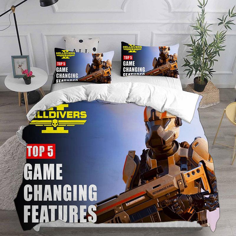 3D HELLDIVERS 2 Bedding Sets Comforter Quilt Bed Cover Duvet Cover Pillow Case 2-3 Pieces Sets Kids Adult Size For Home Textiles