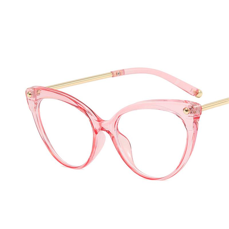 Fashion Cat Eye Rivet Glasses Frame For Women Anti-Blue Light Metal Frame Eyewear Vintage Eyeglasses