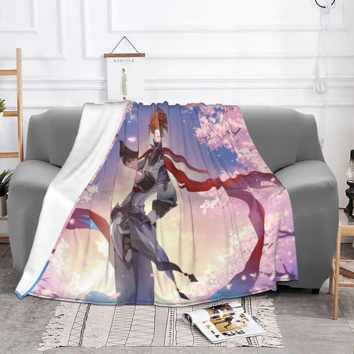 

Уютное одеяло Childe Genshin Impact Tartaglia, декоративные пледы и одеяла для кровати, легкий тонкий флисовый плюш для дивана 75x100cm 30x40in