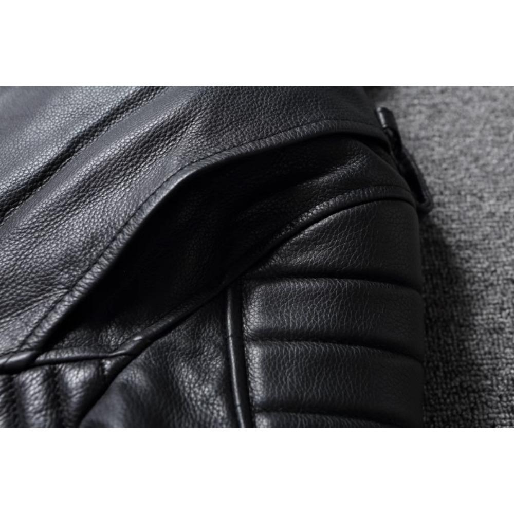 Chinesische Größe Schwarze Rindsleder-echte Lederjacke Herren Motorradjacken Weiche Bomberjacke Reiten Bikerkleidung Herren Lederjacke Herbstmantel