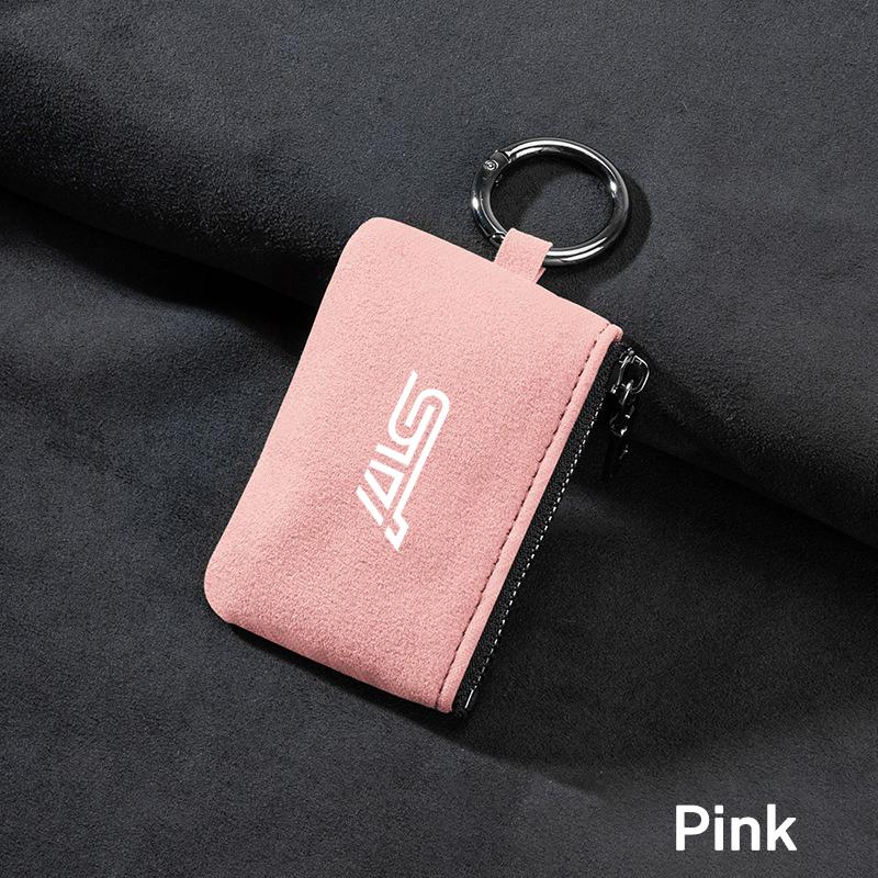 1PC Suede Car Key Bag Wallet TUJRYI Keychain Card Storage Pouch For Subaru Legacy Forester XV Outback WRX Tribeca BRZ Exiga Accessories