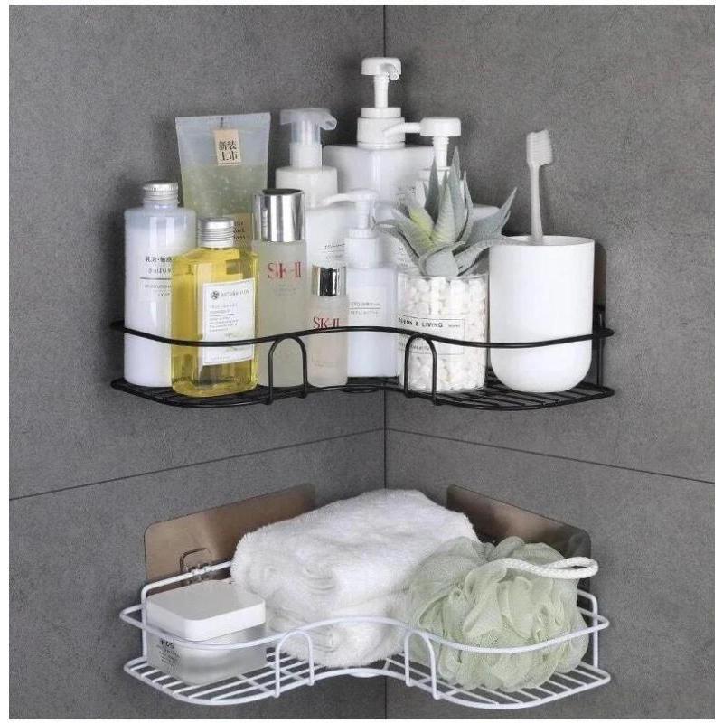Mini Style Home Bathroom Storage Rack Multifu Bathroom Wall Punching Free Storage Rack Toiletries Organizer Shelves Home Tool