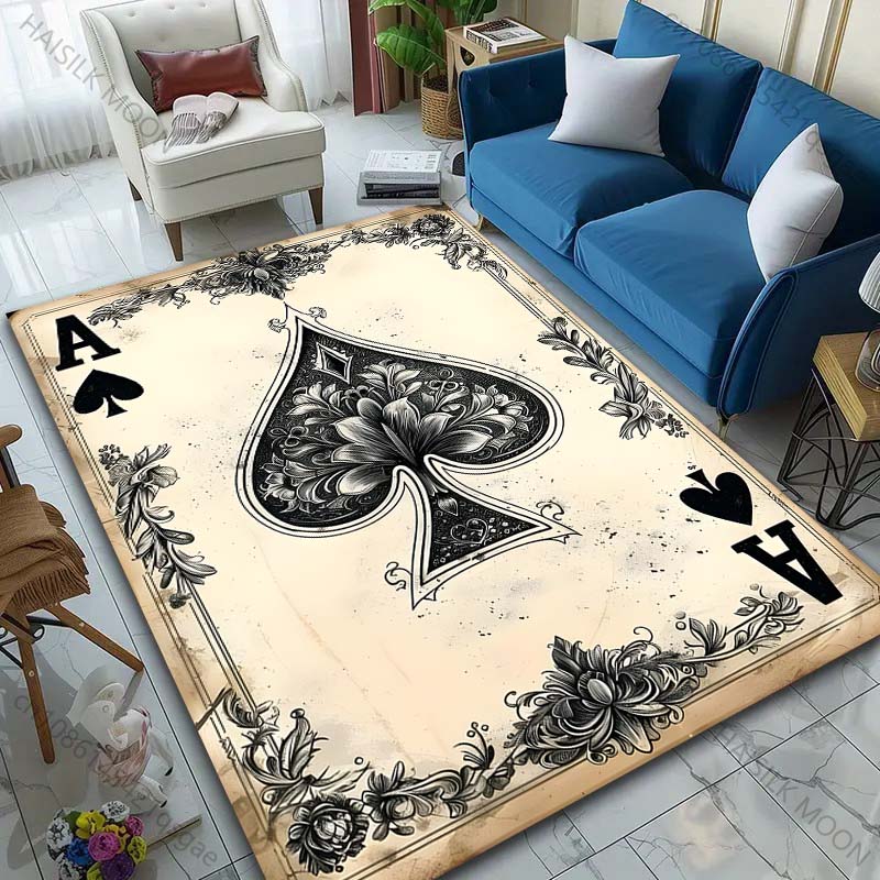 Ace of Spades Intricate Design Pattern Rug Carpets for Bedroom Living Room Sofa Mat Creative Door Mat Cloakroom Home Decor