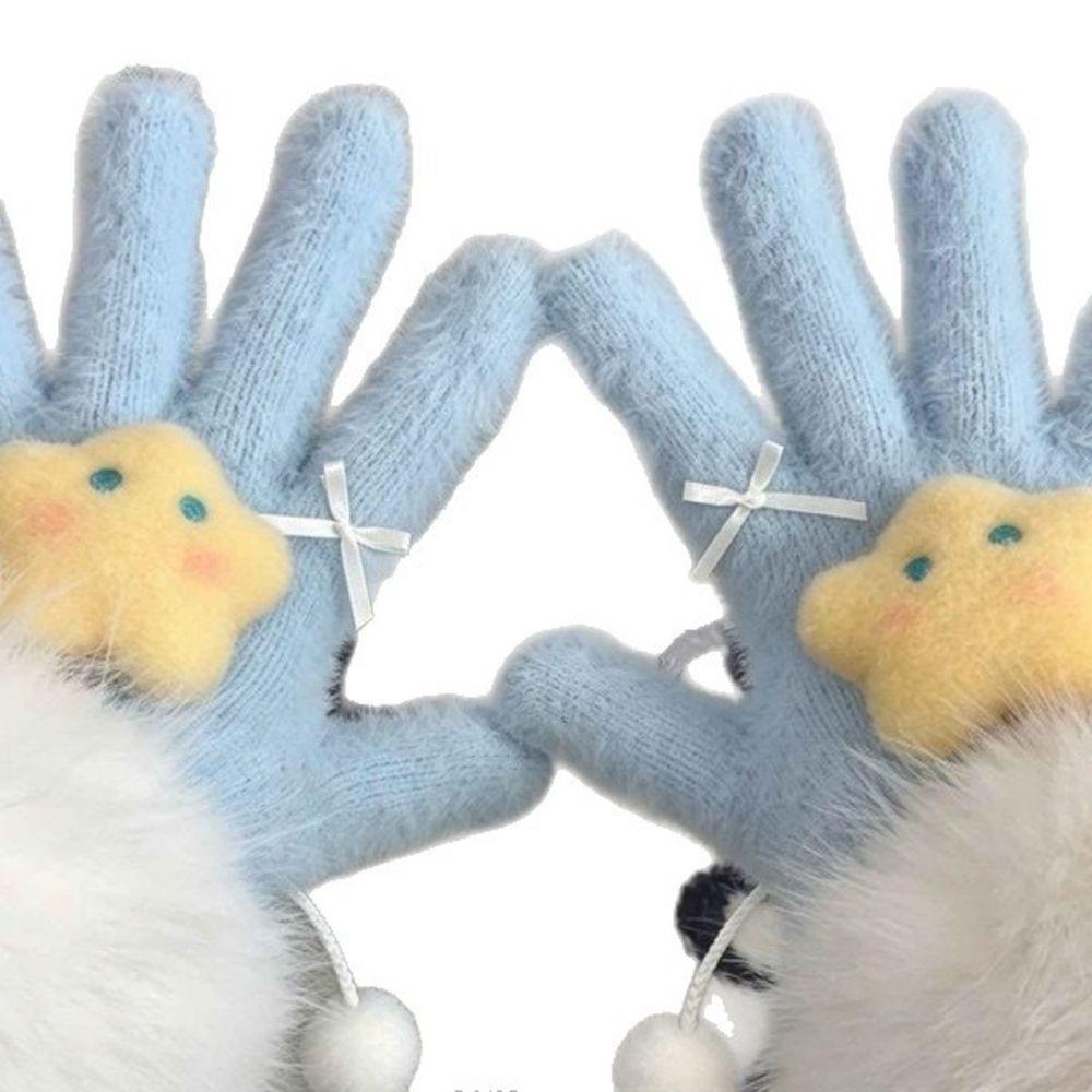 One Size Full Finger Gloves Soft Texture Girls Winter Gloves Cycling Activity