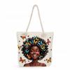 Multifunctional Fashion Black Girl Printed Thick Rope Shoulder Beach Bag Casual Large Capacity Handbag 0123 CLE
