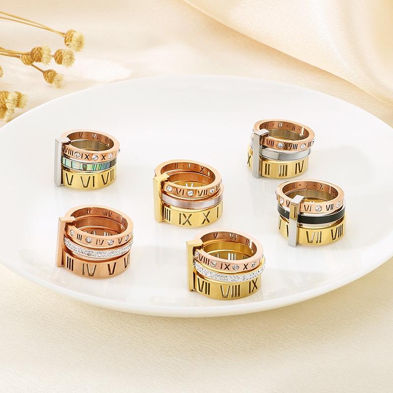 Stylish Roman Letter Multi-Ring Jewelry In European and American Design