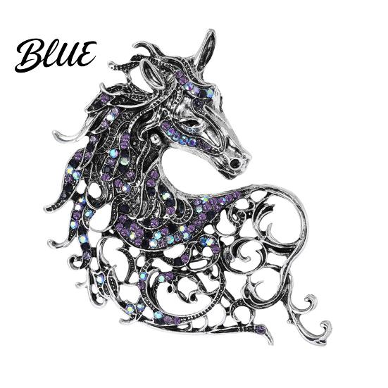 Animal Pin 1/4Pcs Retro Style Brooch Sparkling Rhinestones Inlaid Horse