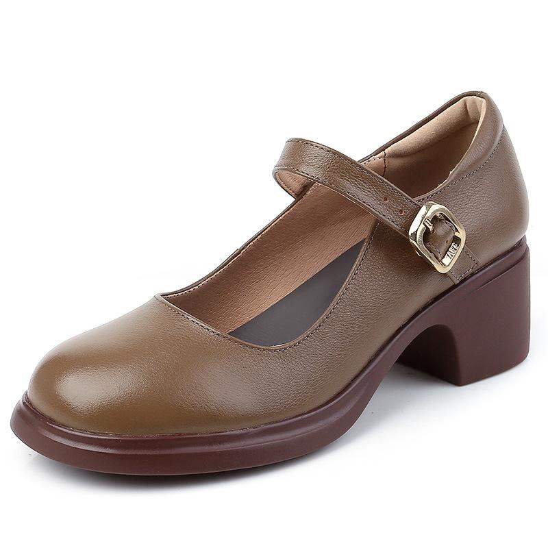 Fashion GKTINOO 2025 Spring Autumn Shoes Woman Genuine Leather Women Pumps Lady Round Toe Platform Shallow Mouth High Heel Women's Shoes