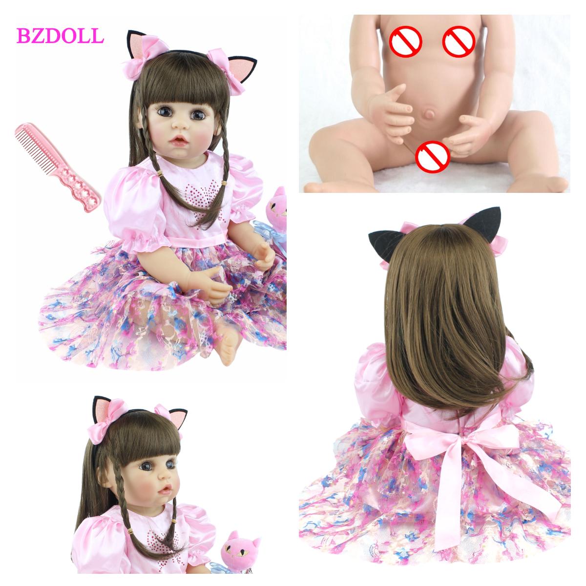 

BZDOLL 55 см Мягкая силиконовая кукла реборн игрушка 22 дюйма как настоящая виниловая живая одежда для малышей принцесса для маленьких девочек прекрасный детский подарок на день рождения Doll-1