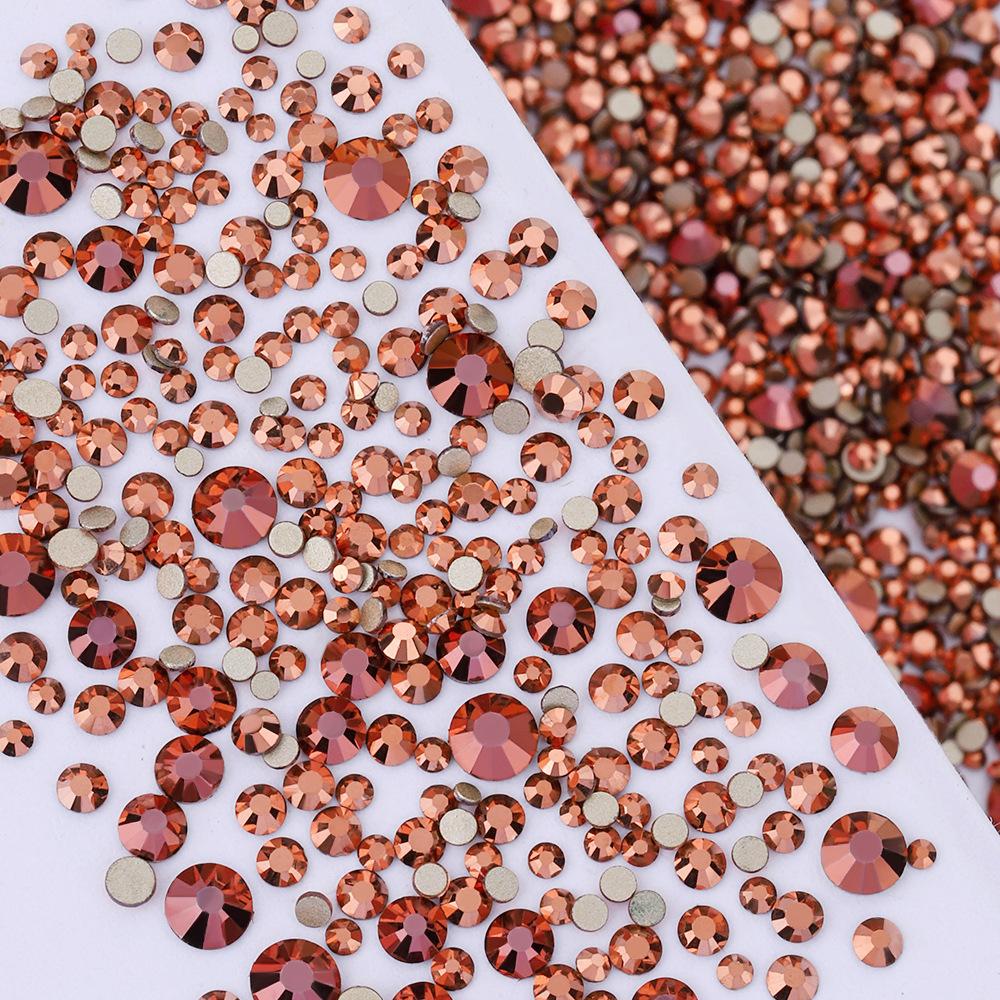 Pujiang Nail Art Strass Goldener Boden Gemischte Größe Flachboden Diamant Ungefähr 1440 Glas Aufkleber Diamanten Farbige Kleine Runde Diamanten