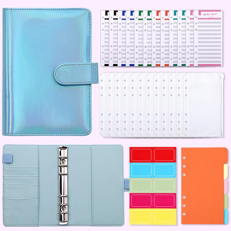 Colorful A6 PU Leather Macaron Budget & Account Book - Multi-functional Cash Diary & Storage Planner