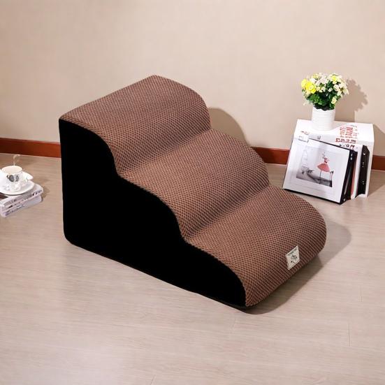 Dog Stairs for Small Dogs Curved Dog Steps Indoor Puppy Older Pets Ramp with Washable Cover Non-Slip Bottom Stairs for Puppies Medium Pets