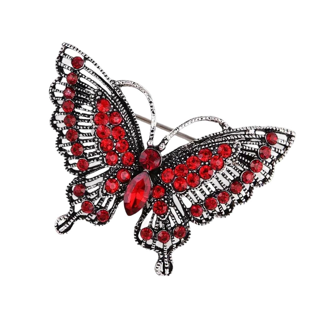 Eleganter Kristall Schmetterling Brosche Vintage Legierungsdesigns Ornament für Damen Kleider Hüte Taschen Hochzeitsfeier Accessoires