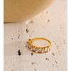 Yhpup Size 7 Stainless Steel Cubic Zirconia Gold Color Ring for Women Temperament Shiny Trending Fashion Charming Jewelry Gift
