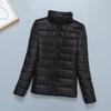 Light down jacket women's short stand-up collar hooded fashion autumn and winter thin large size women's clothing slim-fitting portable jacket