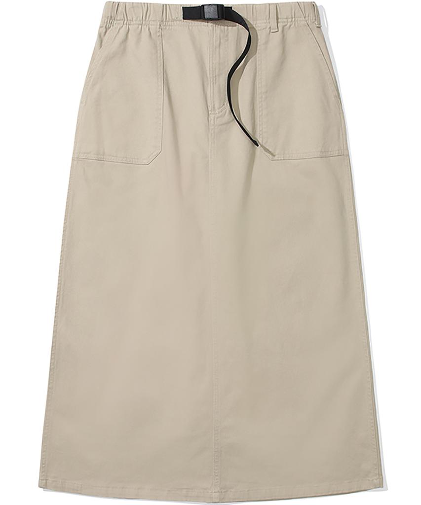 Columbia University M-Label Belted Peach Cotton Long Skirt Heritage Beige