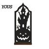 Festive Atmosphere Lighting Halloween Candle Holder, Gothic Hollow Silhouette Holder for Tea Lights, Dark Decorative Ghost Style Pumpkin Cat