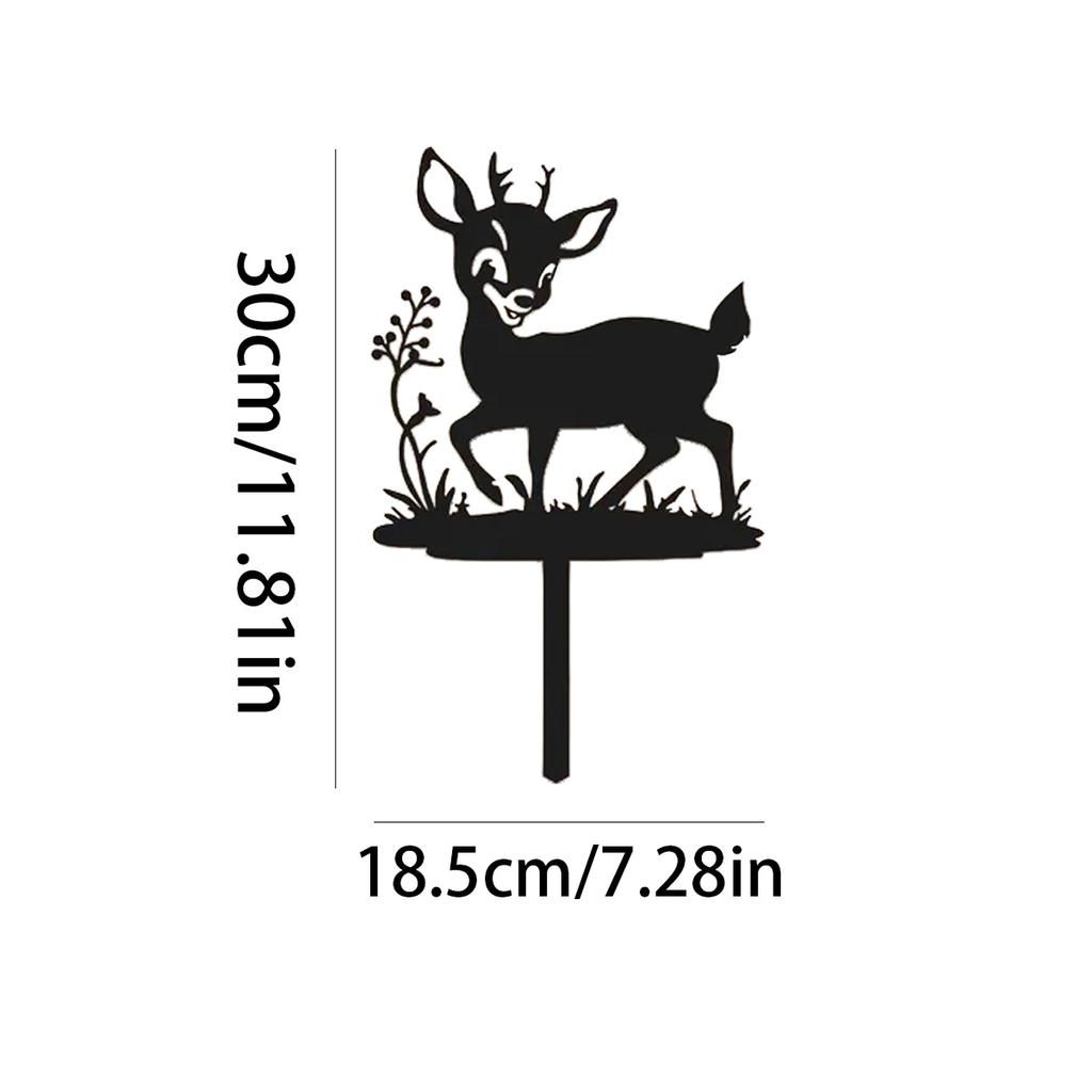 1Pc Wrought Iron Deer Garden Decoration Ground Stake, Christmas Decoration, Suitable for Outdoor Courtyard, Garden, Patio Decoration, Holiday