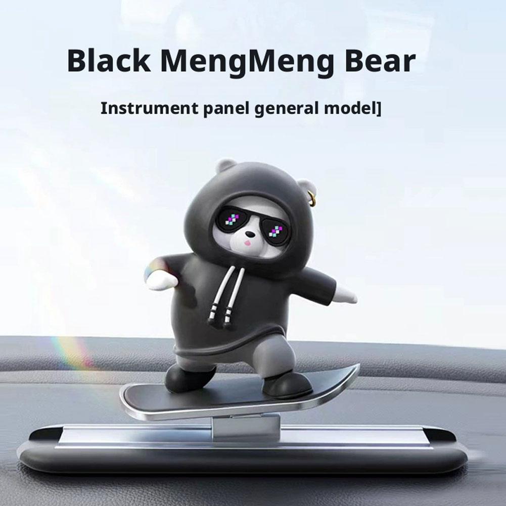 Mini Skateboard Bear Car Center Console Ornaments Car Decoration Interior Accessories Cute Doll Car Dashboard Decoration