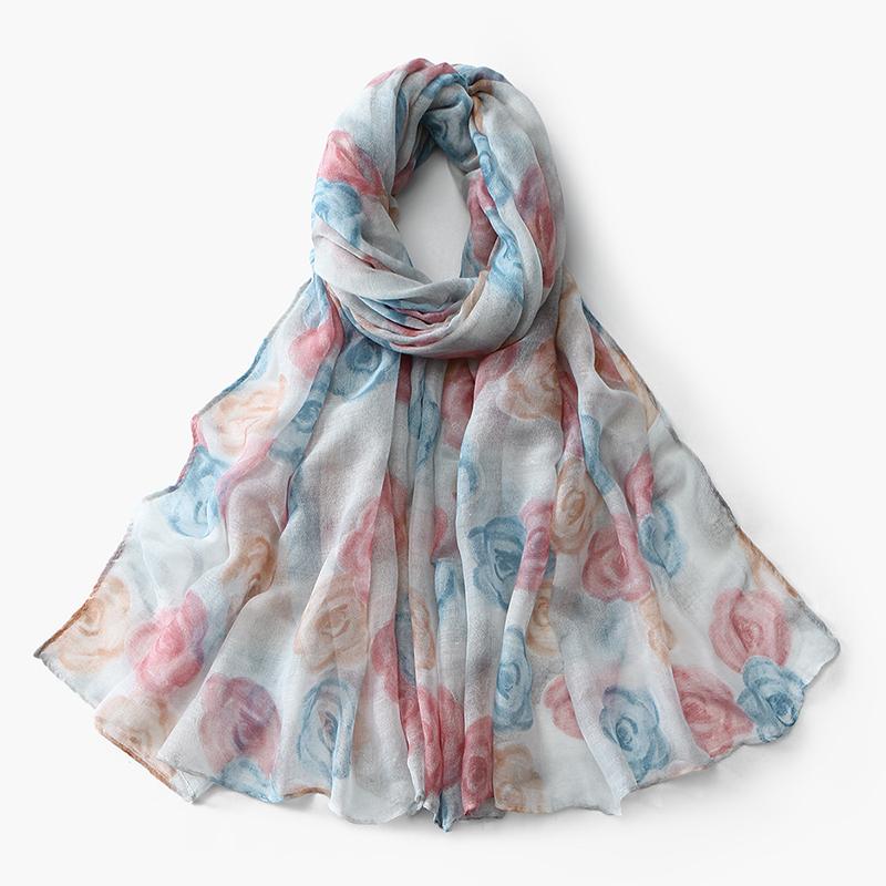 

Luxury Brand Women Beach Scarf Georgette Silk Shawls Scarf Lady Soft Wrap Pashmina Stole Bufandas Muslim Hijab Sunscreen Wraps 190x90 CM